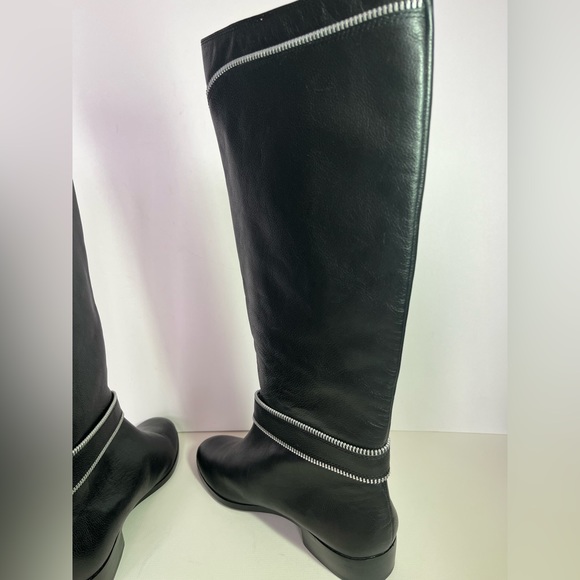 Michael Kors Women’s Silver Studded Black Leather Knee High Boots - Picture 4 of 8